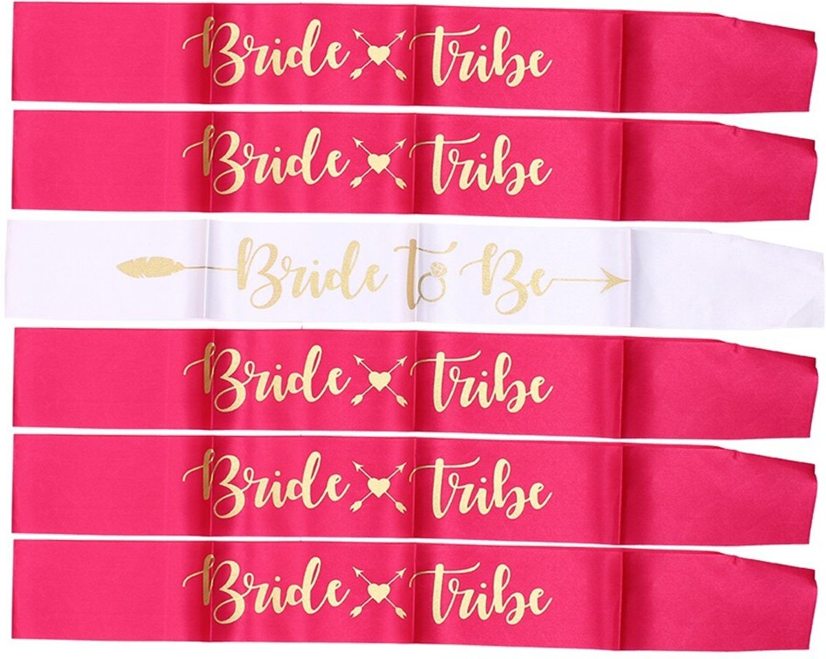 6 Stuks Sjerp Bride Tribe | Roze | Vrijgezellenfeest | Bruiloft Accessoires